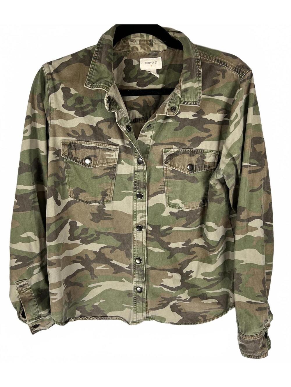 FOREVER 21 Camo Utility | Streetwear| Y2K Gorpcore  | Woodland Print  | Large
